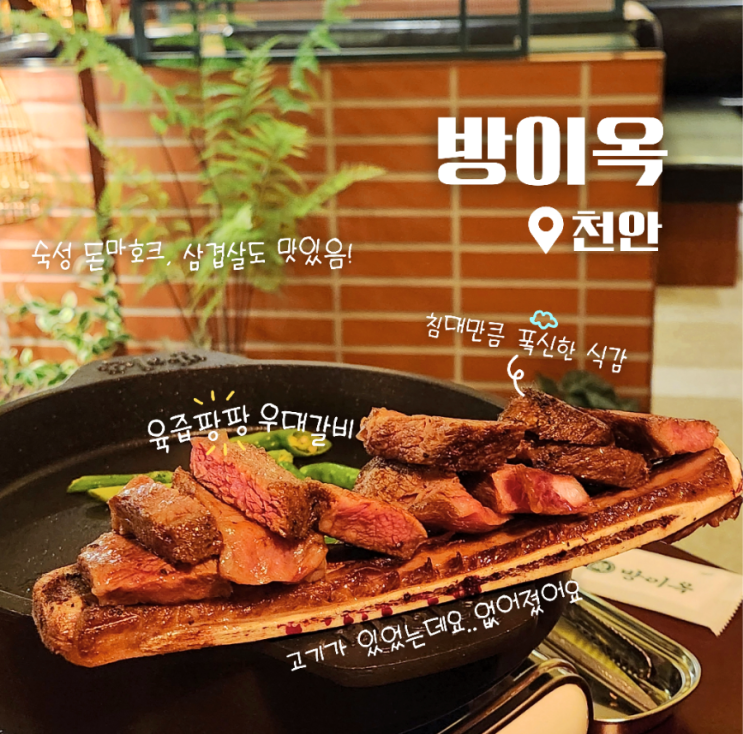  천안 청당동 우대갈비 고기맛집 방이옥 한판 후기