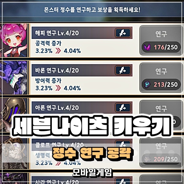  세븐나이츠 키우기 정수연구<정수작 공략> 이제부터가 찐 시작이다?