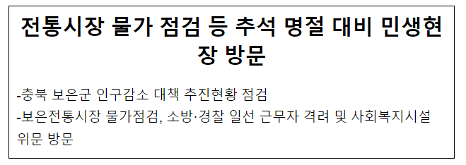 전통시장 물가 점검 등 추석 명절 대비 민생현장 방문 전통시장 물가 점검 등 추석 명절 대비 민생현장 방문