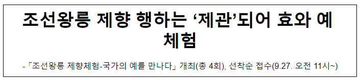 조선왕릉 제향 행하는 ‘제관’되어 효와 예 체험