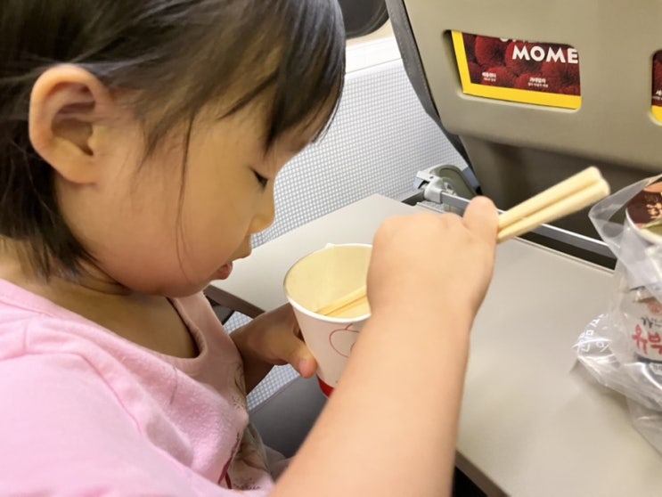 5세 어린이 티웨이항공 국제선 유료 컵라면 먹은 후기 기내식 사전예약 안하면 컵라면밖에 못먹어요