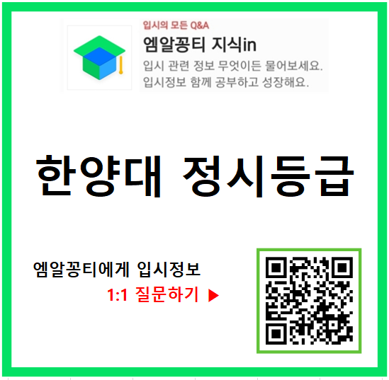  2023학년도 한양대 정시등급, 경쟁률, 충원율 기준 학과 순위