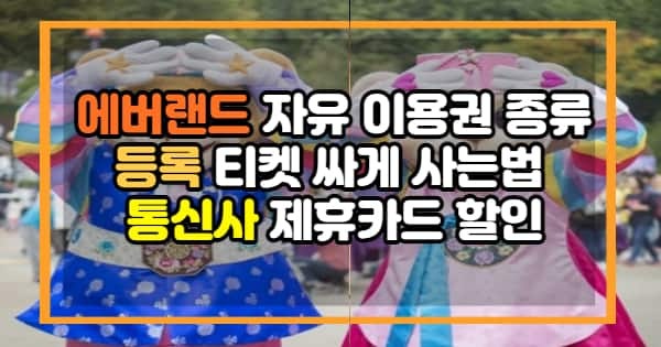 에버랜드 자유 이용권 가격 종일권 오후권 종류 등록 티켓 싸게 사는법 통신사 제휴카드 할....