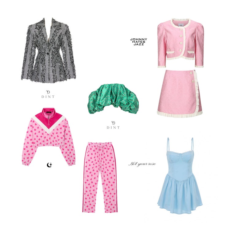 7인의탈출 5회 이유비 한모네 옷 핑크색 자켓 원피스 하트 트레이닝복 투피스 셋업 세트 패션 의상 스타일