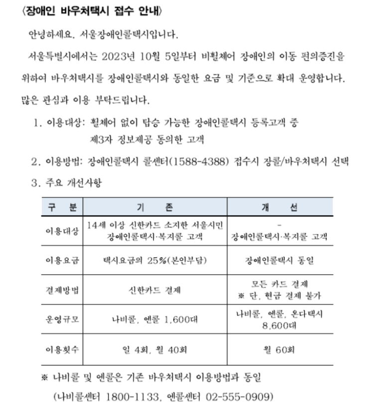 장애인 바우처 택시를 이용해 보니...