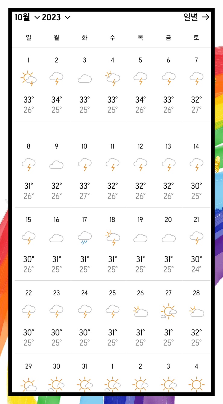 방콕 10월 날씨정보 일별•강수량 여행시 옷차림/태국10월 공휴일