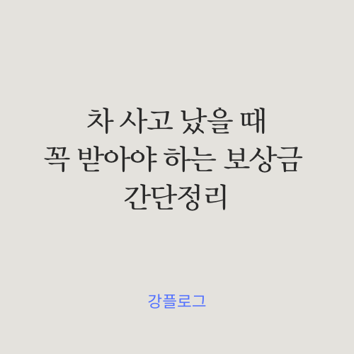  차사고 났을 때 꼭 받아야 하는 보상금 간단정리