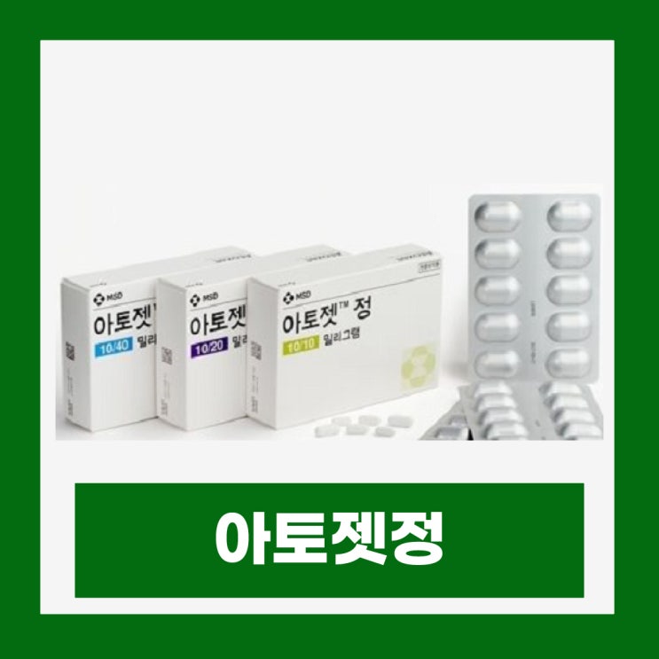  아토젯정 10/10mg 10/20mg 고지혈증 치료제 에제티미브 효과 부작용