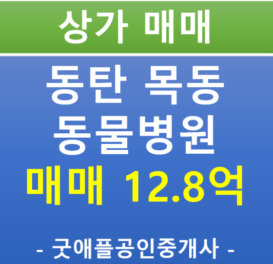 동탄2신도시, 동탄 동물병원 임차된 상가 매매 동탄2신도시, 동탄 동물병원 임차된 상가 매매