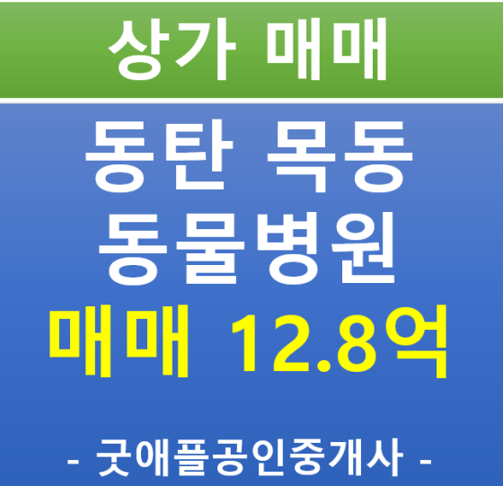 동탄2신도시, 동탄 동물병원 임차된 상가 매매