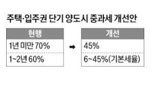 1년 이상 보유 주택 양도세 중과 폐지, 기본세율(6~45%) 개편 1년 이상 보유 주택 양도세 중과 폐지, 기본세율(6~45%) 개편