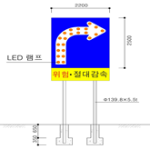  루프형 진출부 대형 곡선예고표지 설치 기준