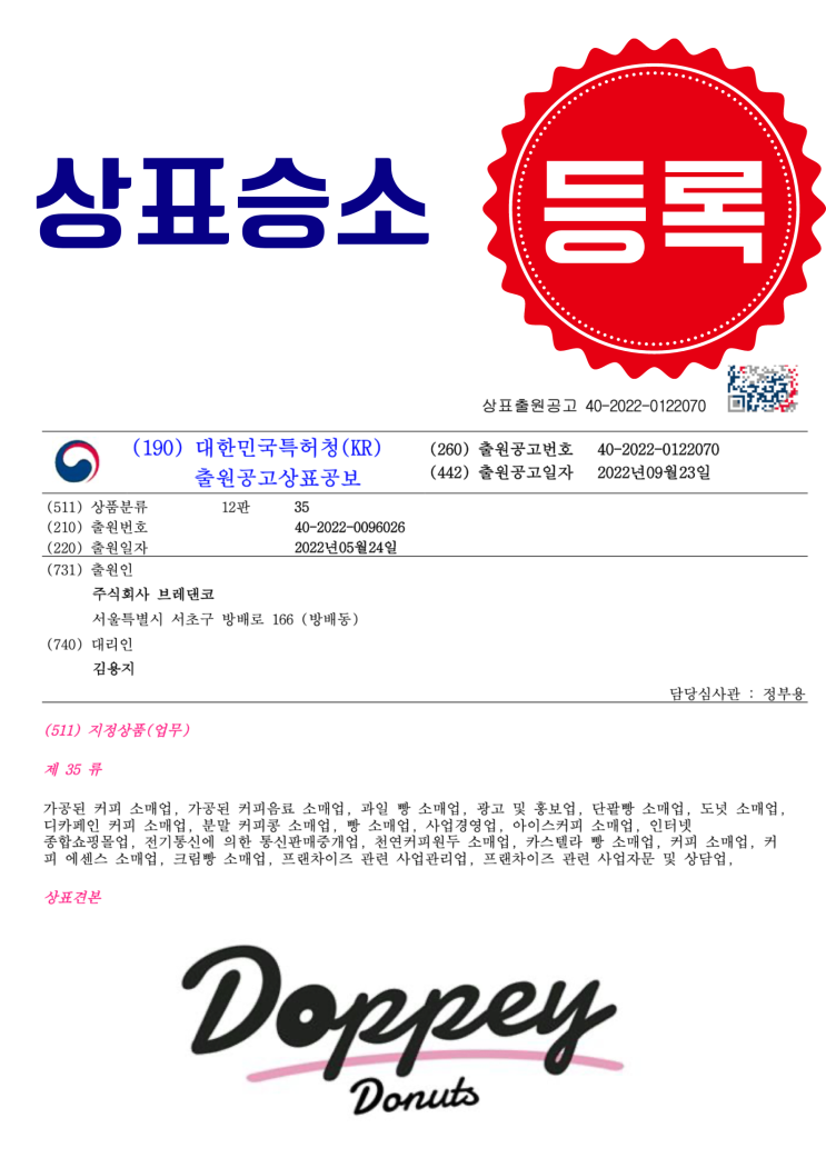  베이커리 상표 승소사례 (브레댄코 신라명과) 35류