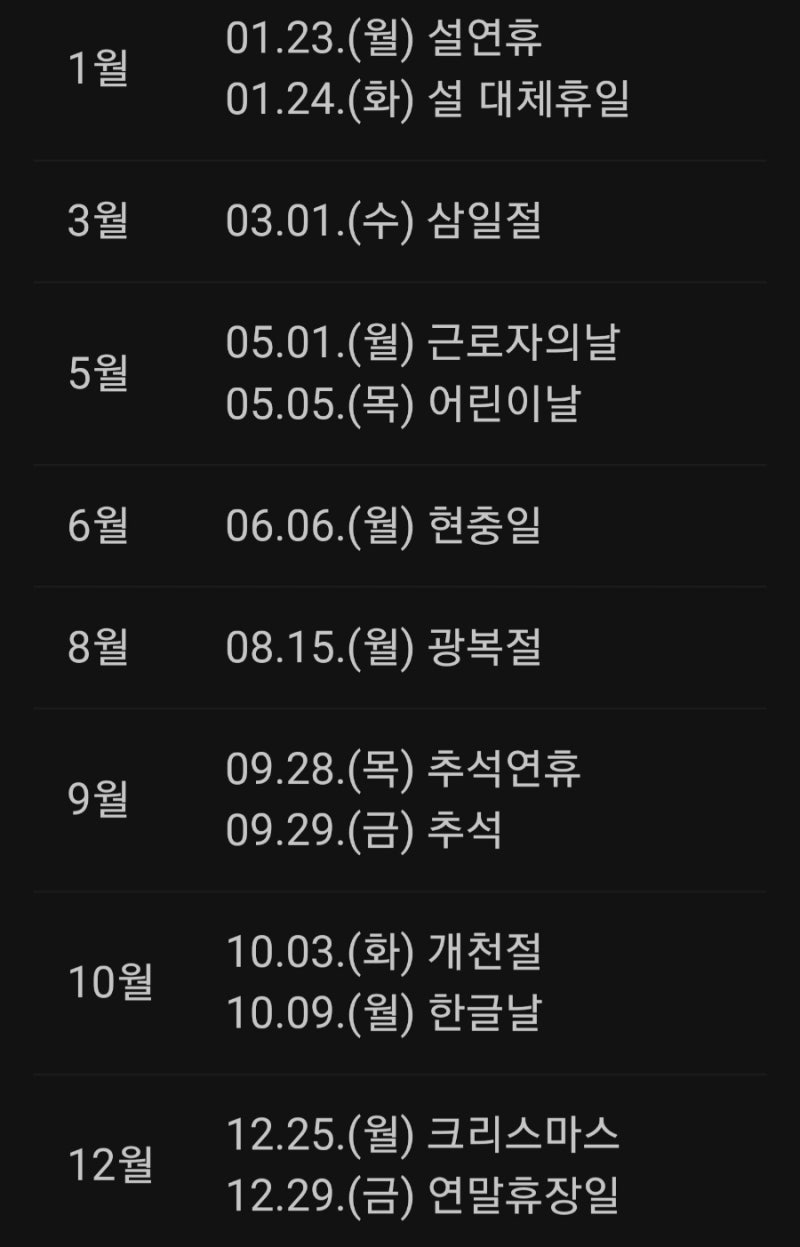 2023년 한국 및 세계증시 휴장일 : 네이버 블로그