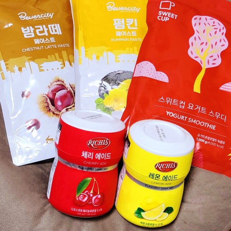  [커피창고5기] 서포터즈 적립금으로 구매한 제품 소개 (feat. 페이스트, 파우더, 에이드)