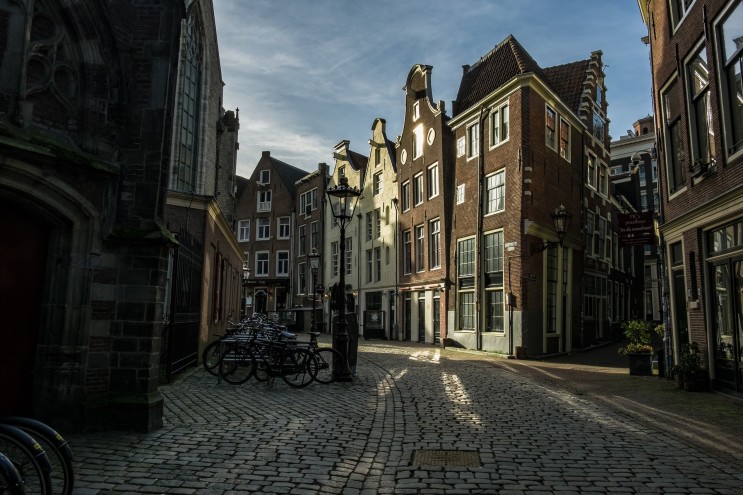 도시 암스테르담 도시의 건축물 주택 거리