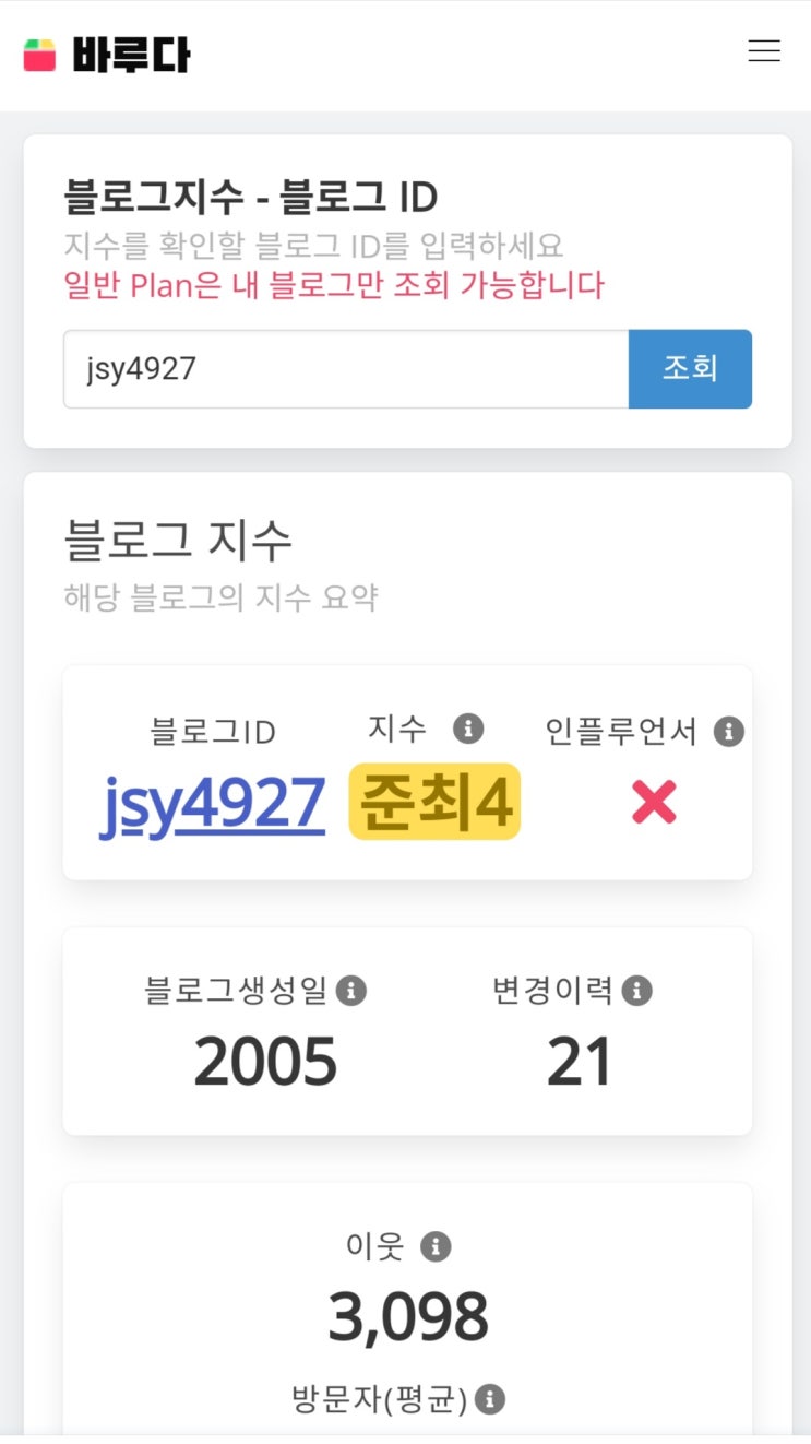  나만 몰랐던 바루다 블로그 지수 확인 방법/블로그 품질 무료 확인