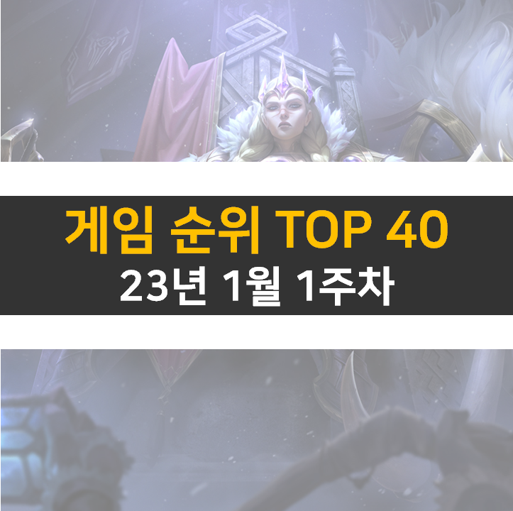 모바일, PC 온라인, 스팀 게임 순위 (2023년 1월 1주 차)