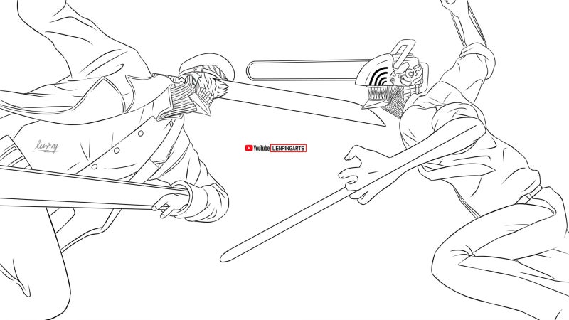 『체인소맨』 사무라이소드 vs 덴지 그림 그리기 『Chainsaw Man』-DRAWING Samurai Sword vs ...