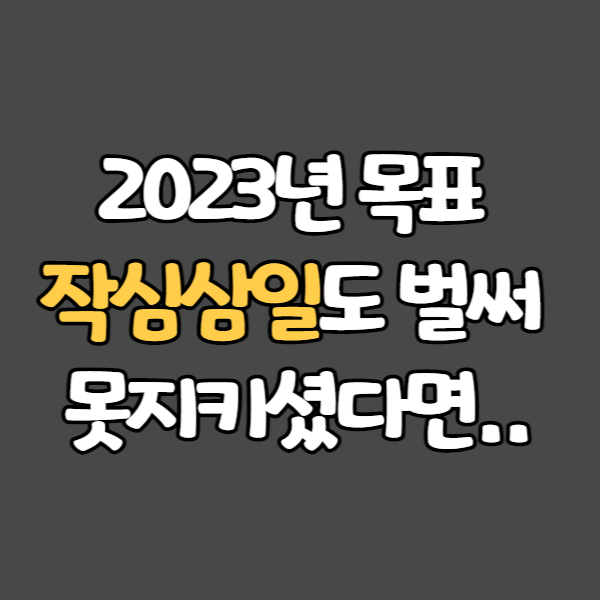  2023년 목표 작심삼일도 벌써 못지키셨다면..