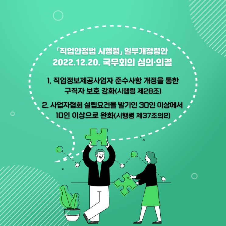 직업정보제공사업자 준수사항 등 「직업안정법 시행령」 일부개정령안 22.12.20. 국무회의 심의·의결