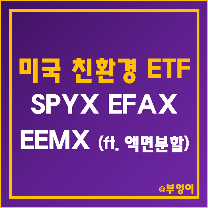 [액면분할] 미국 친환경 ETF - SPYX, EFAX, EEMX 주가 (Stock Split 일정 및 비율, ESG 관련주 투자)