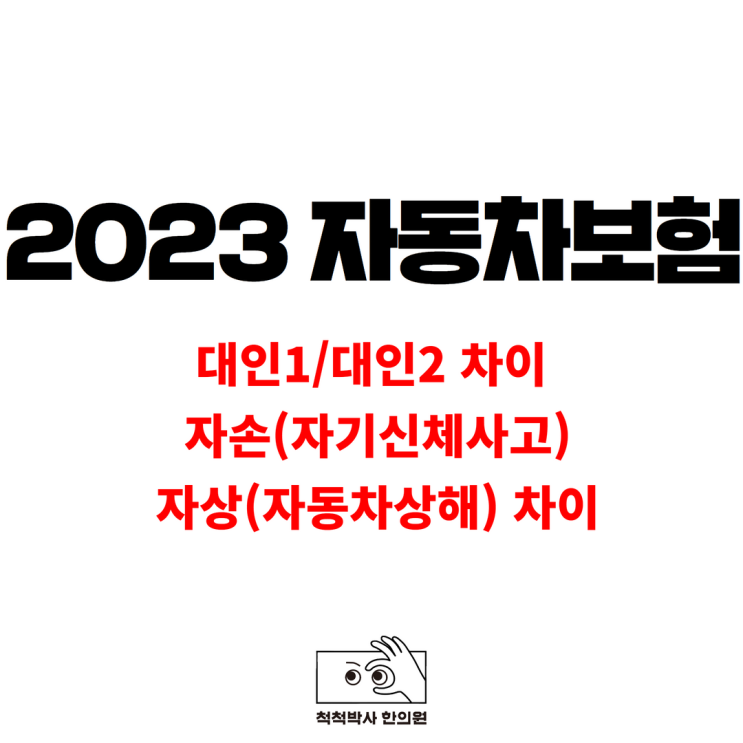  2023 자동차보험 대인1 대인2 차이, 자손(자기신체사고) 자상(자동차상해) 차이 정리 by.노량진 한의원