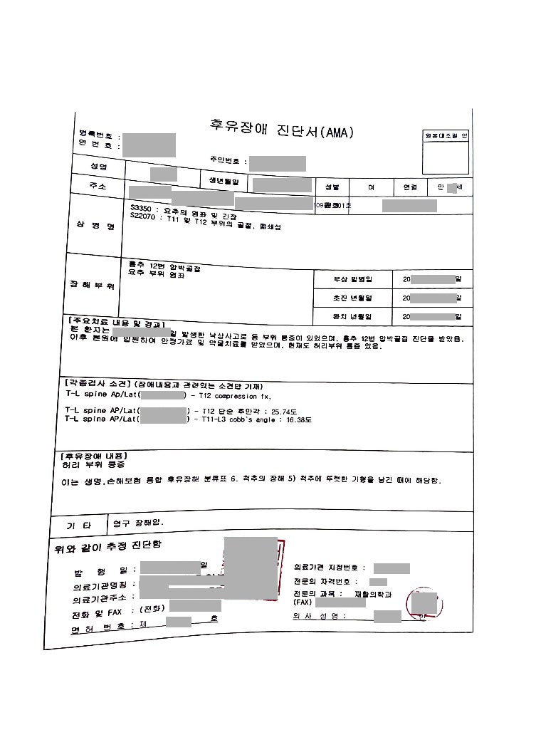<고양 일산 손해사정사> 교통사고 허리압박골절 허리디스크 후유장애 손해사정정보