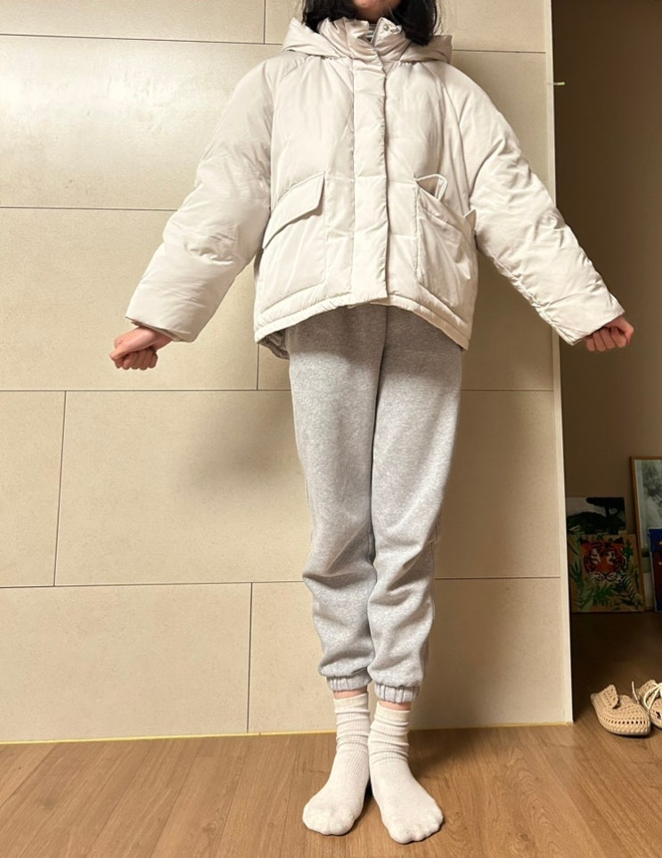  지오다노 전지현 후드 숏 다운 자켓