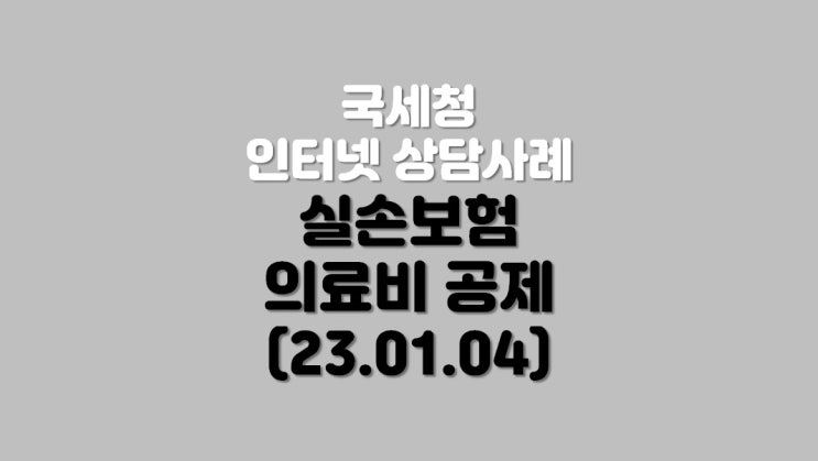  실손보험 의료비 공제 (23.01.04)