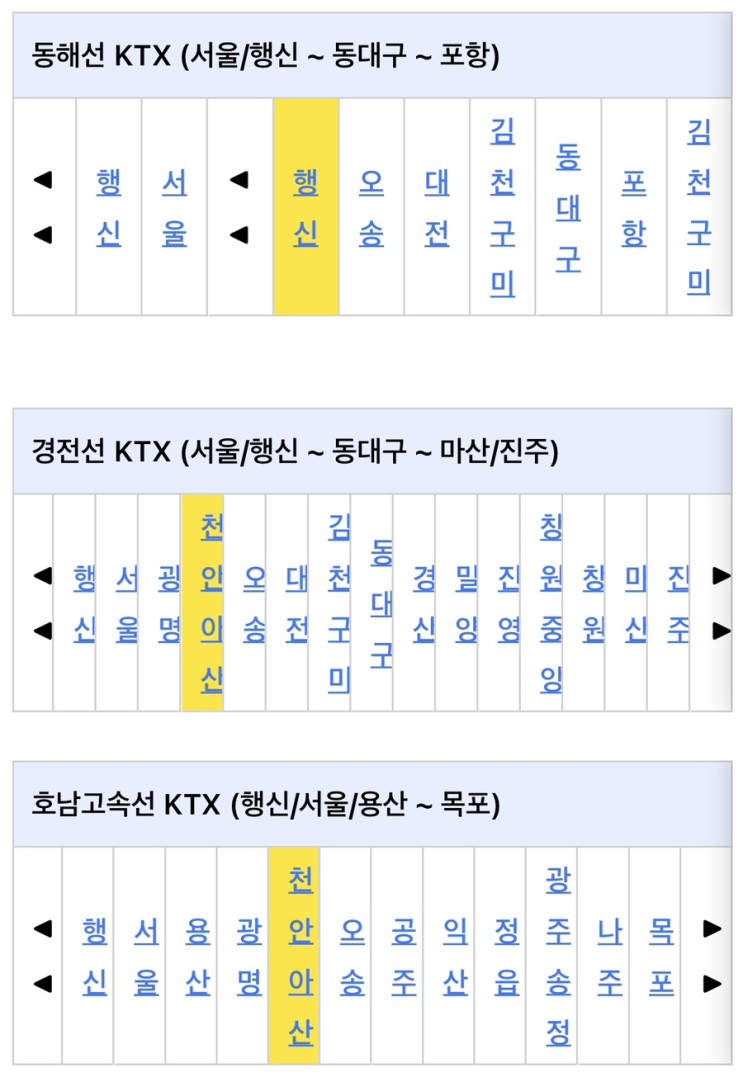 천안아산역 전철 KTX SRT 시간표 및 요금정보