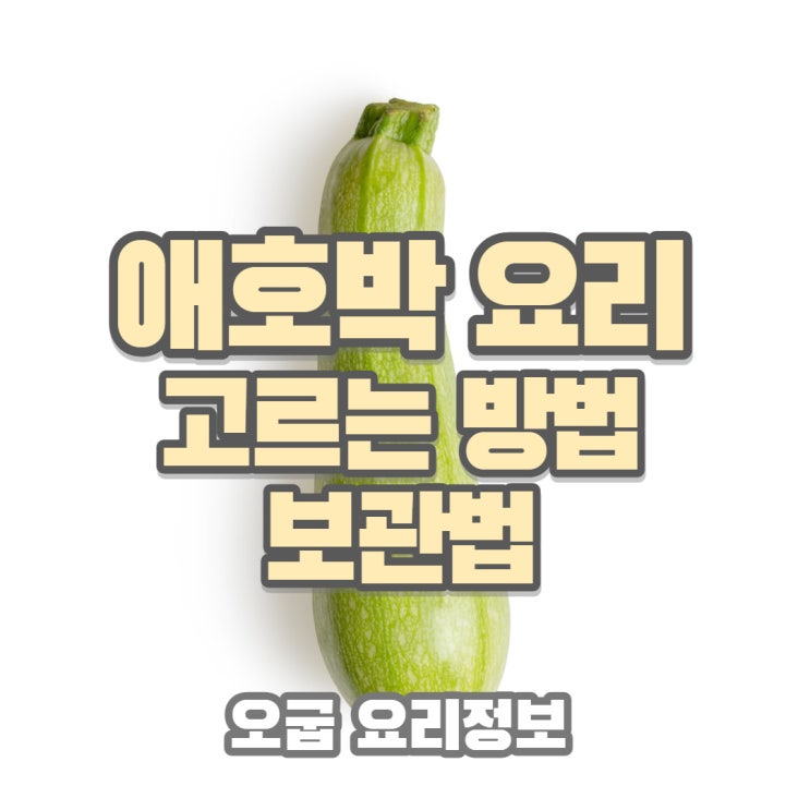  단골 재료 애호박 어디에 좋나요? 고르는 방법과 보관 팁