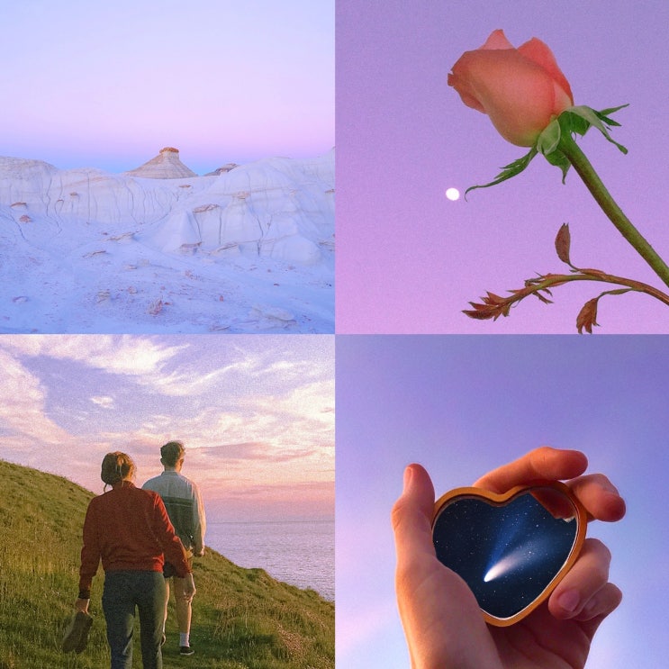  장미 은하수 보라색 분홍색 아이폰 고화질 감성 배경화면 wallpaper rose heart aesthetic violet pink