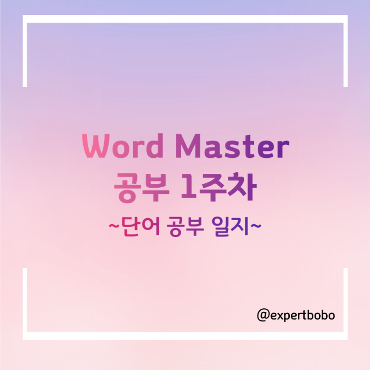 [영어 공부 일지] Word Master 공부 1주 차 