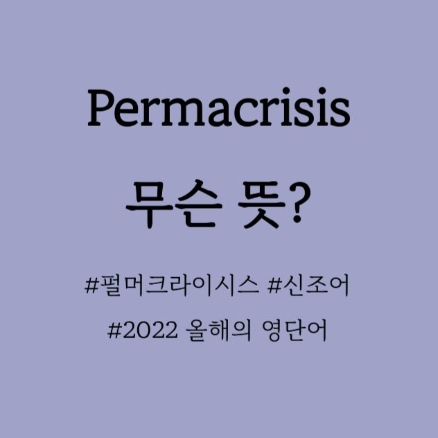  올해의 영어단어, Permacrisis 무슨 뜻?