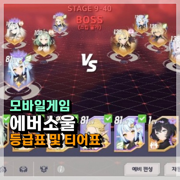  에버소울 등급표 / 티어표 정리! 정령 덱 조합 리세 정말 중요한 모바일게임인듯?