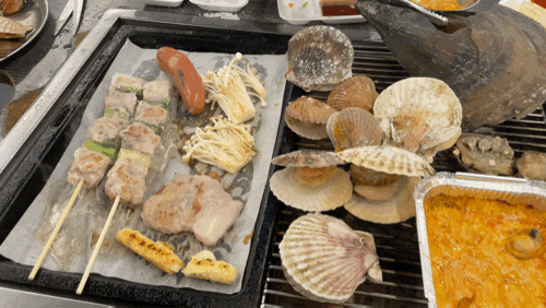  송도 맛집 , 송도 조개구이 무한리필 : 송도조개창고 , 조개구이랑 고기 무한리필 , 주차가능 , 송도 모임장소 추천