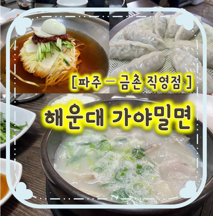 파주 밀면 맛집/파주 국밥 맛집-해운대 가야밀면 금촌직영점