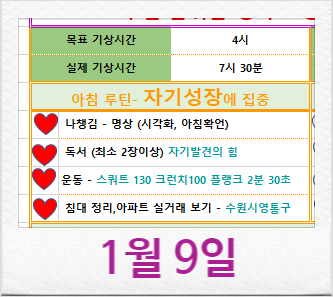  1월 9일 아침루틴 어제 평가