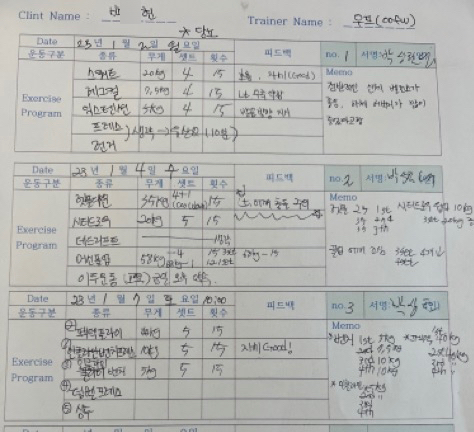  대구 헬스 PT 우프짐(oofw_zym)소수정예 다이어트  집중관리 우프 트레이너의 운동 기록 일지 [ 박*현 회원님 3회차 ]