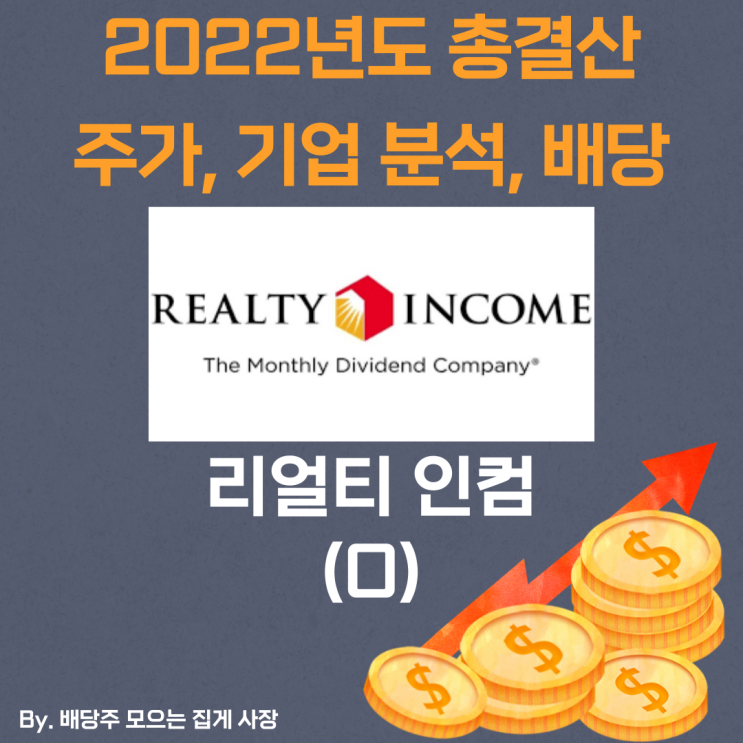 [리얼티 인컴] 2022년도 총 결산 O, O 주가, O 주식, 기업 분석, 배당 지급일, 배당락일, 배당 성향, 배당 수익률, 배당 성장률