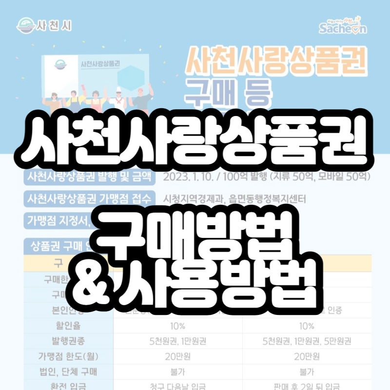 [사천사랑상품권] 온라인 오프라인 구매방법 선물하기 지역화폐앱사용방법 가맹점 사용처