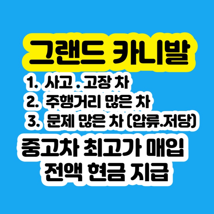  그랜드 카니발 폐차 가격? 중고차 판매 하자