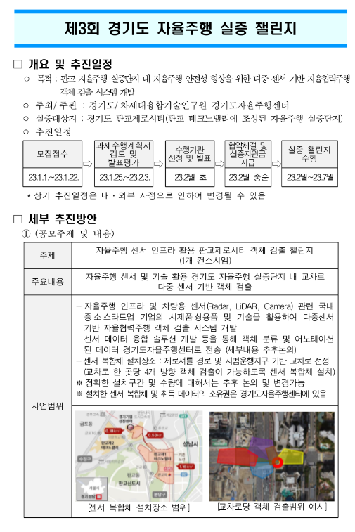 제3회 경기도 자율주행 실증 챌린지 모집 공고 제3회 경기도 자율주행 실증 챌린지 모집 공고