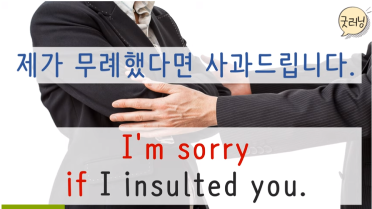  I'm sorry if I insulted you. 제가 무례했다면 사과드립니다.