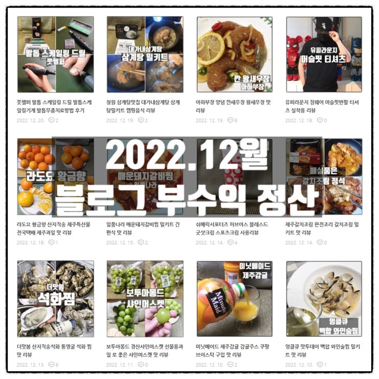 2022년 12월 네이버블로그 부가수익 정산 2022년 12월 네이버블로그 부가수익 정산