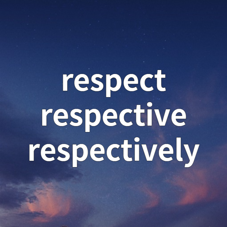  respect, respective, respectively 뜻 완벽정리
