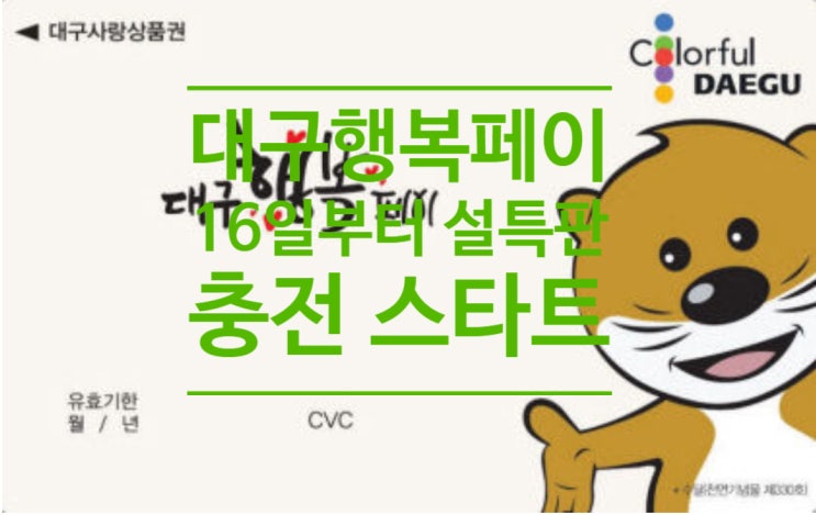  대구행복페이 16일부터 '설 특판' 형식으로 충전 스타트