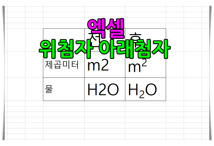  엑셀 위첨자 아래첨자 : 제곱미터 기호 동시에 표시
