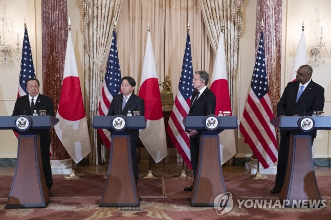 美日 "中, 최대 전략적 도전…北 도발 대응해 한미일 협력 심화"